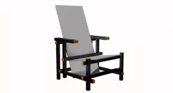 the Piet Mondrian chair in white Low-poly  3D model