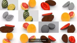 Tropical fruits 3D Model Collection