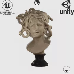 VR Sculpture Bust of Medusa by Bernini Ultra-Low-Poly Low-poly  3D model