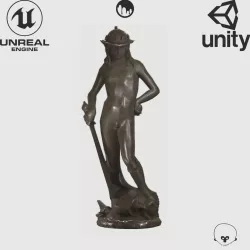 VR Sculpture David With Head of Goliath Donatello Ultra-Low-Poly Low-poly  3D model
