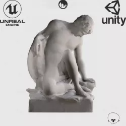 VR Sculpture Dying Gladiator at The Louvre Ultra-Low-Poly Low-poly  3D model
