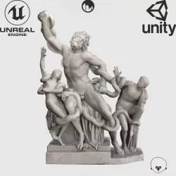VR Sculpture Laocoon and His Sons Ultra-Low-Poly Low-poly  3D model