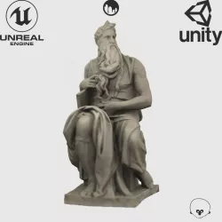 VR Sculpture Moses by Michelangelo Buonarroti Ultra-Low-Poly Low-poly  3D model