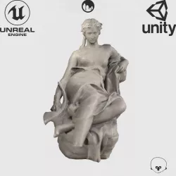 VR Sculpture Velleda by Laurent Marqueste Ultra-Low-Poly Low-poly  3D model