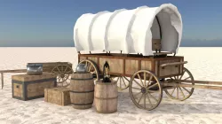Western Wagon Low-poly  3D model