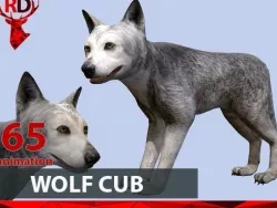 Wolf cub Low-poly  3D model