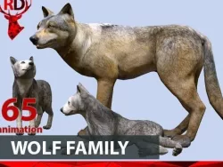 WOLF FAMILY Low-poly  3D model
