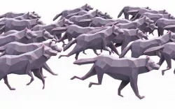 Wolf Run Poses Low Poly Pack Low-poly  3D model