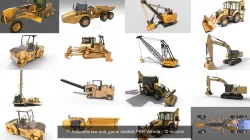 10 Industrial low poly game models PBR Vehicle 3D Model Collection