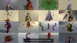 15 - fantasy alien plants pack 3D Model Collection
