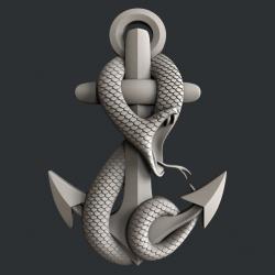 3d STL models for CNC or 3d printer snake anchor 3D model