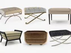 6 ottomans and benches 3D Model Collection
