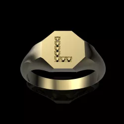 9mm x 9mm Hexagon Signet Prong Setting Dia-L Ring 3D print model