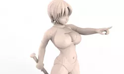 a girl with batter Low-poly  3D model