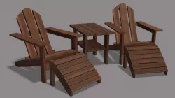 Adirondack lawn set Low-poly  3D model