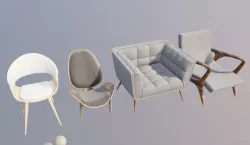 archiviz furniture set 4 chairs Low-poly  3D model