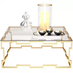 Bancroft Square Cocktail Table Glass Top and Metal Base 411-011 3D model