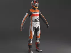 Biker Racing Motorcycle Rider 3D model