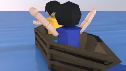 Cartoon Origami Animated Boat 3D model