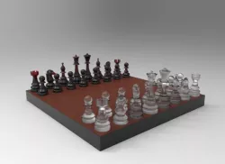 chess board and coins 3D model