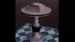Chess with Wooden Table 3D model