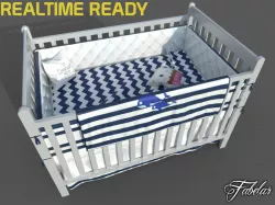Cot bed Low-poly  3D model