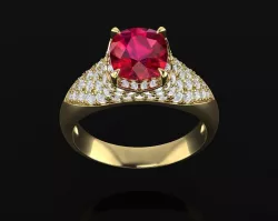 Cushion diamond sapphire gem ring 3D print model