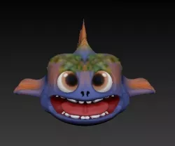 Cute funny cartoon fish OBJ 3D model