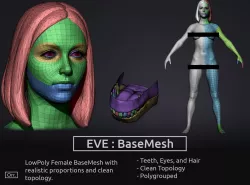 Female BaseMesh - LowPoly 3D model