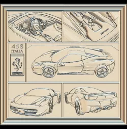 Ferrari 458 V1 Panno STL File for CNC Relief engraving 3D model