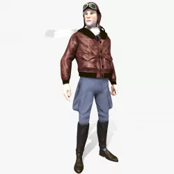 Flyboy Barnstorm Pilot - aviator - Low poly - rigged - animated 3D model