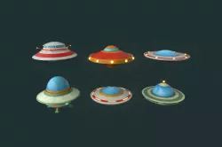 Flying Saucers Pack Low-poly  3D model