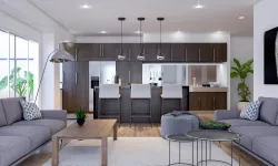  Full furniture living room combined kitchen 3D model