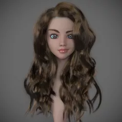 Girl long curly hair for production render with all modifiers 3D model
