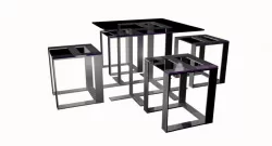Glassed table set Low-poly  3D model