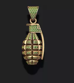 Grenade pendant with gems 3D print model