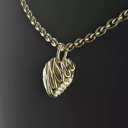 half inch wired heart with 1pt diamond prong pendant 3D print model