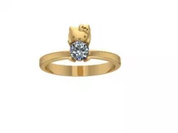 Hello kitty jewelry solitaire Ring  Ready to print 3D print model