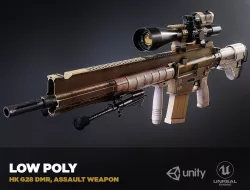 HK G28 DMR Assault Rifle with a scope PBR Game Ready model VR-AR Low-poly  3D model