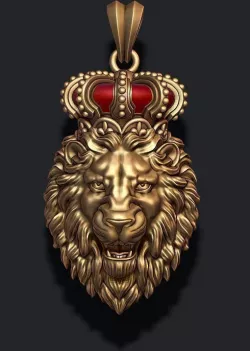 Lion pendant with crown new 3D print model