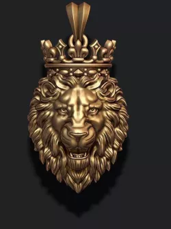 Lion pendant with crown v2 new 3D print model
