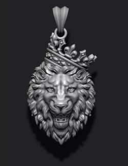 Lion pendant with crown v3 3D print model