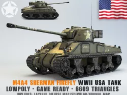 Low Poly M4A4 Sherman Firefly medium tank Low-poly  3D model