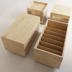 Minimalist Japanese Storage Boxes - 2 Units Low-poly  3D model