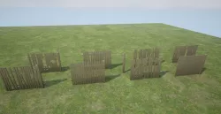 Modular Wooden Fence Low-poly  3D model