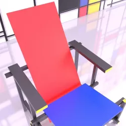Mondrian Chair Lowpoly old and new Low-poly  3D model