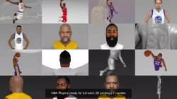 NBA Players ready for full color 3D printing 3D Model Collection