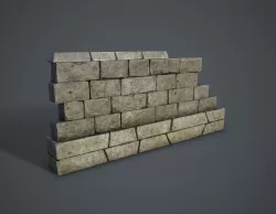Old Stone Wall Low-poly  3D model