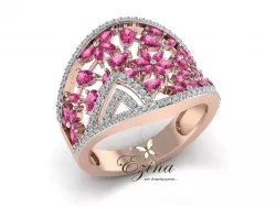 Pear shaped ruby stone Diamond ring 3D print model