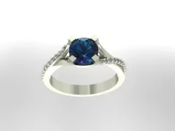 Ready to print solitaire  jewelry Ring   3D print model